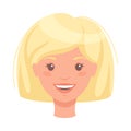 Blond Woman Head with Short Hair Showing Happy Face Expression and Emotion Laughing Front Vector Illustration Royalty Free Stock Photo