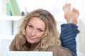 Blond woman on laptop Royalty Free Stock Photo