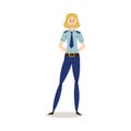 Blond woman in military uniform with skinny pants illustration