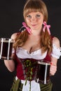 Blond woman Oktoberfest with beer in hand