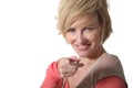 Blond woman pointing Royalty Free Stock Photo