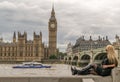 Blond Woman Posing with Big Ben in London