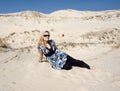 Blond woman on sand dune Royalty Free Stock Photo