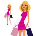 Blond woman with shopping bags