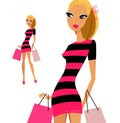 Blond woman shopping woman