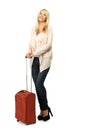 Blond woman with suitcase