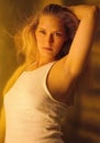 Blond woman in tank top Royalty Free Stock Photo