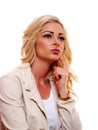 Blond woman thinking Royalty Free Stock Photo