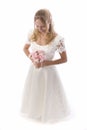 Blond woman in wedding dress