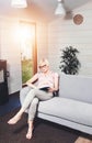 Blonde Attractive Woman Reading Book Royalty Free Stock Photo