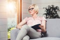 Blonde Attractive Woman Reading Book Royalty Free Stock Photo