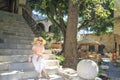 Blonde in Auvergne on apellou street in Rhodes town, Dodecanese, Greece