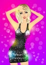 Blonde beautiful girl dancing disco music Royalty Free Stock Photo