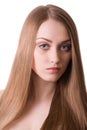 Blonde beautiful woman with long hair portrait