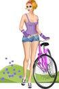 Blonde biker girl Royalty Free Stock Photo