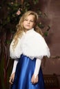 Blonde in a blue Victorian dress Royalty Free Stock Photo