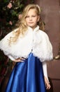 Blonde in a blue Victorian dress Royalty Free Stock Photo