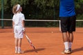 Blonde boy at tennis class Royalty Free Stock Photo