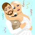 Blonde bride and groom having a romantic moment on their wedding day Royalty Free Stock Photo