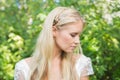 Blonde bride looking peaceful Royalty Free Stock Photo