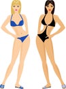 Blonde and brunette in bikini