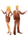 Blonde business man and business woman