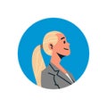 Blonde businesswoman avatar woman face profile icon concept online support service female cartoon character portrait