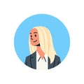 Blonde businesswoman avatar woman face profile icon concept online support service female cartoon character portrait