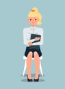 Blonde Businesswoman Flat Vector Illustration