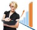 Blonde businesswoman with growth chart