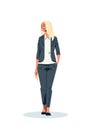 Blonde businesswoman hand pocket business woman office worker female cartoon character flat full length isolated