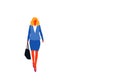 Blonde businesswoman holding handbag wearing elegant clothes female office worker business woman full length cartoon