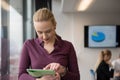 Blonde businesswoman working on tablet at office Royalty Free Stock Photo