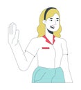 Blonde caucasian employee gen z 2D linear cartoon character