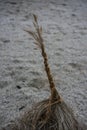 Decorative straw tuft in winter at evening Royalty Free Stock Photo