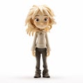 Realistic Figurine Cartoon Of A Girl With Blonde Hair