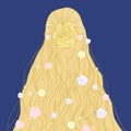 Blonde fairy long hairstyle with flowers