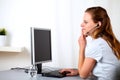 Blonde female receptionist on call center Royalty Free Stock Photo
