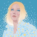 Blonde girl in a camomile jacket