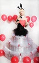 The blonde girl dressed as a playboy Bunny for Valentine's day Royalty Free Stock Photo