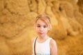 Blonde girl in the enterteiment park. RUSSIA, SOCHI, Sochi-park, june 2018