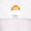 Blonde girl first communion at the altar Royalty Free Stock Photo