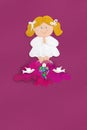 Blonde girl First Communion greeting card Royalty Free Stock Photo