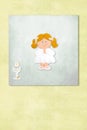 Blonde girl first communion invitation card Royalty Free Stock Photo