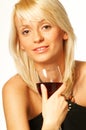 Blonde girl with glass of wine Royalty Free Stock Photo