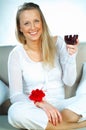 Blonde girl with glass of wine Royalty Free Stock Photo