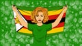 Blonde girl holding a national flag of Zimbabwe Royalty Free Stock Photo
