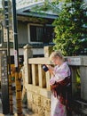 Blonde girl in kimono