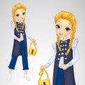 Blonde Girl In Long Waistcoat Royalty Free Stock Photo