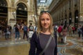 Blonde girl in Milan Gallery Royalty Free Stock Photo